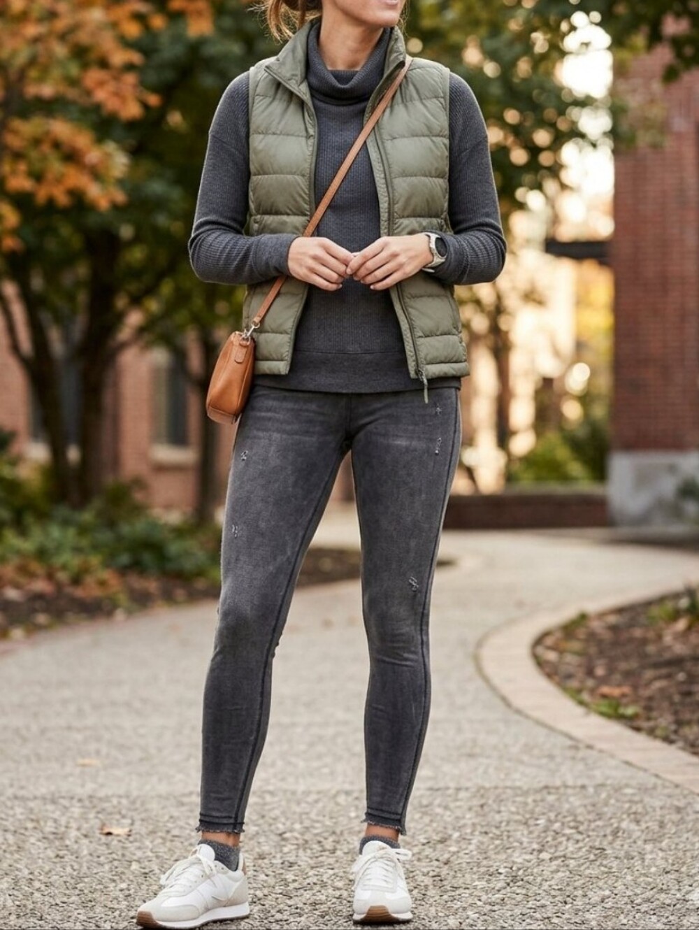 Nikibiki Charcoal Gray Textured Distressed Leggings, One Size